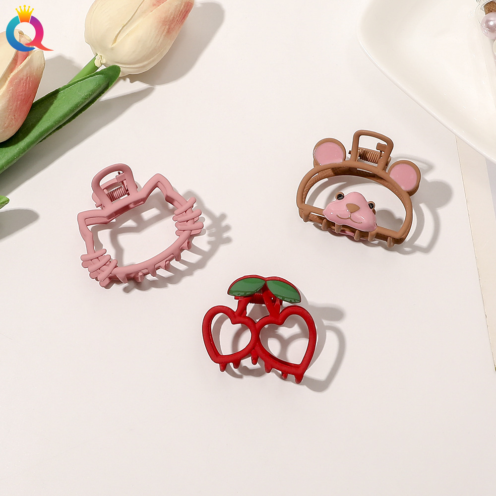 Korean Bear Grip Female Online Influencer Sweet Cute Cat Clip Back Head Metal Shredded Hairpin