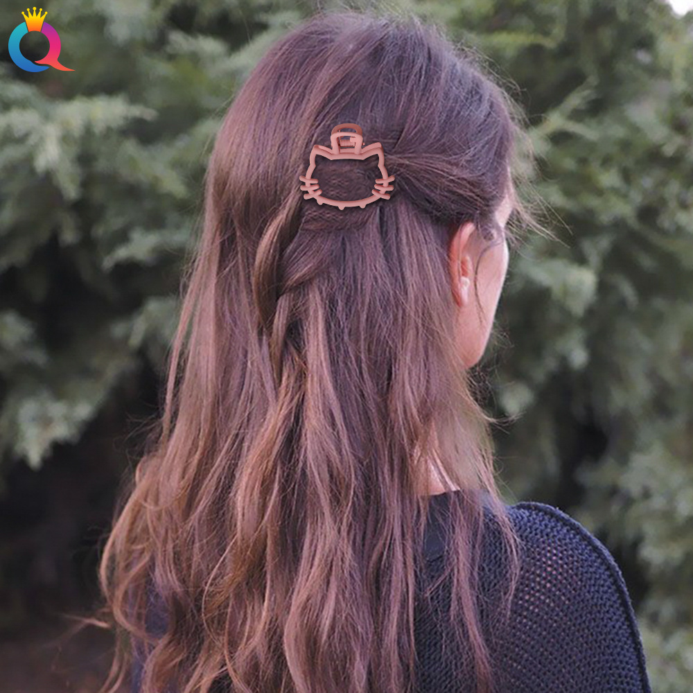 Korean Bear Grip Female Online Influencer Sweet Cute Cat Clip Back Head Metal Shredded Hairpin