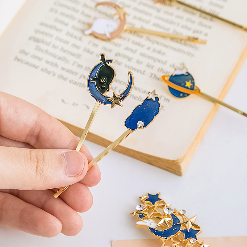 Cat Starry Barrettes Cute Personality Creative Word Clip Ins Girl Clip Hairware New Bangs Hairpin Alloy Hairpin  