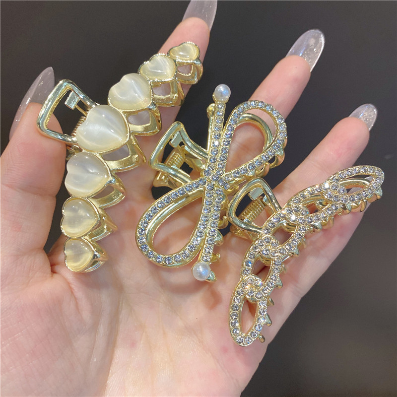 Korean Hair Accessories Cat&#039;s Eye Jewel Metal Wind Hair Grip Grip Hairpin Girl&#039;s Head Grip Middle Hair Grip Shark Clip