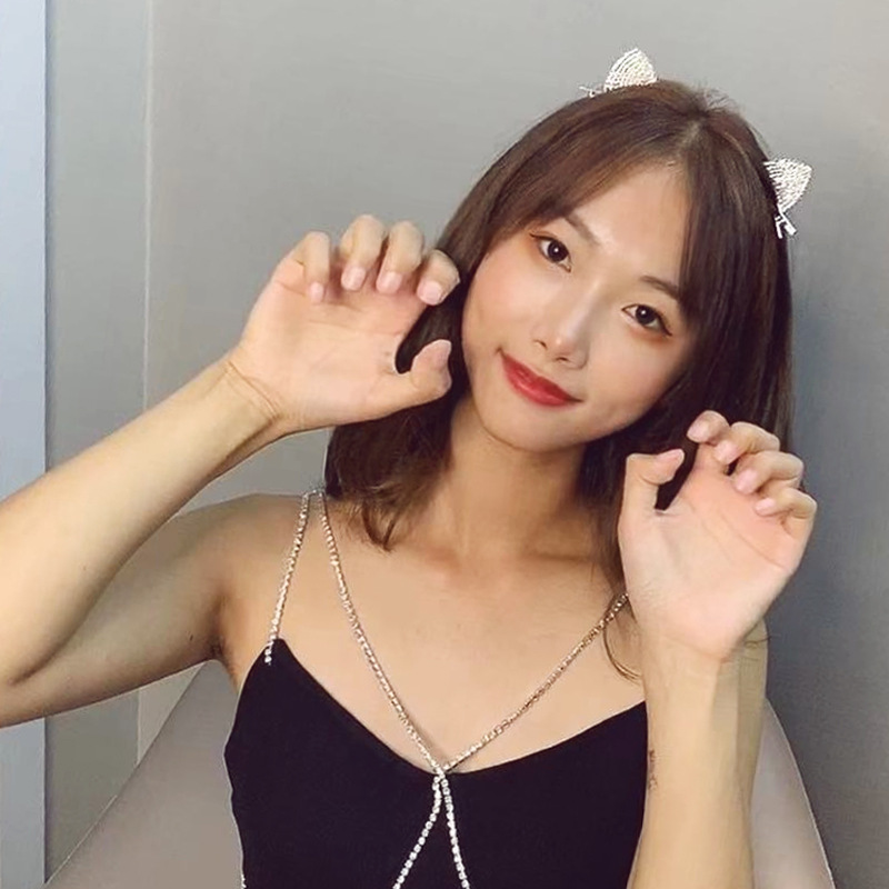  Ears Internet Influencer Hair Clip Rhinestone Edge Clip Girl Bangs Clip Top Clip Duckbill Clip AliExpress Cat Hairpin