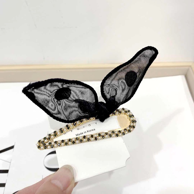 New Hair Accessories Pearl Cat Ears BB Clip Polka Dot Diamond Rabbit Ears Female Hairpin Bangs Side Clip Cat Hairpin