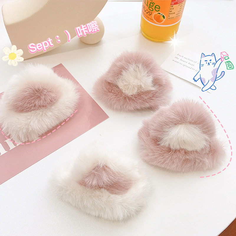 Furry Cat Ears Barrettes Korean Girl Autumn and Winter Plush Hairpin Clip Three-Dimensional Simulation Rabbit Hair Accessories