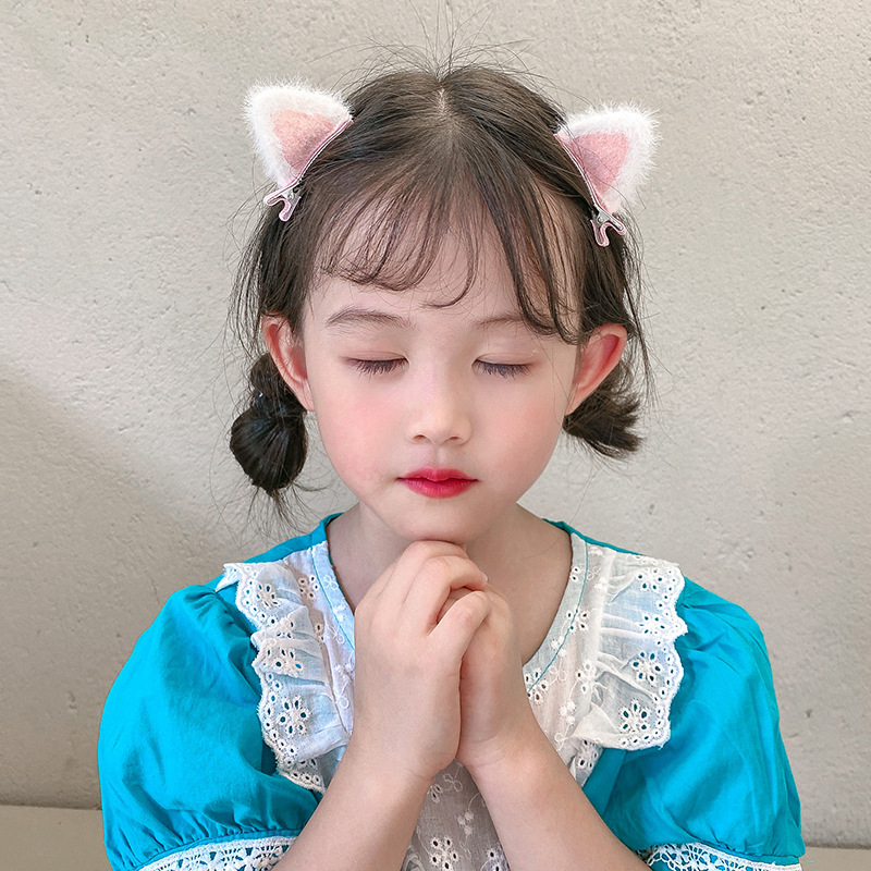  Ears Barrettes Girls Wool Plush Hairpin Little Girl Does Not Hurt Hair Side Fringe Clip Hair Accessories Cat Hairpin