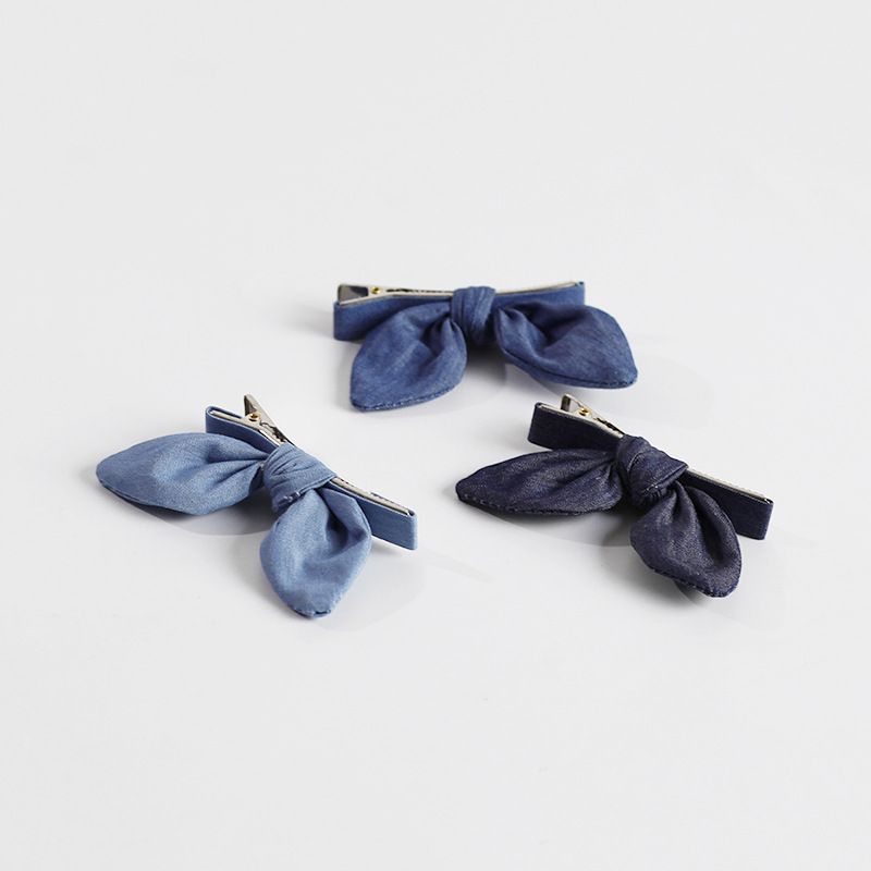 Cute Artifact Rabbit Ears Hair Clips Hair Accessories Denim Fabric Handmade Cat Ears Bow Bobby Pin Rabbit Hairpin