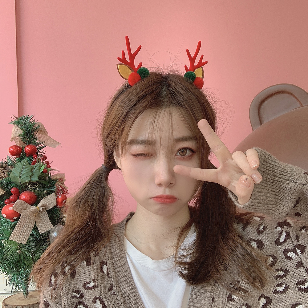 New Year&#039;s Day Headdress Antler Hairband Elk Headband Internet Influencer Hair Clip Girl Adult Hat Hairpin Children&#039;s New Year Hair