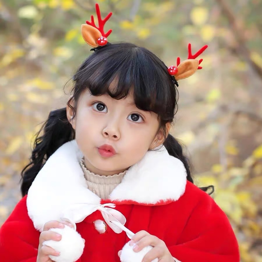 New Internet Celebrity Christmas Antler Hairpin Side Clip Hair Accessories Plush Headdress a Pair of Hairclips Girls Head Clip Hairpin Accessories
