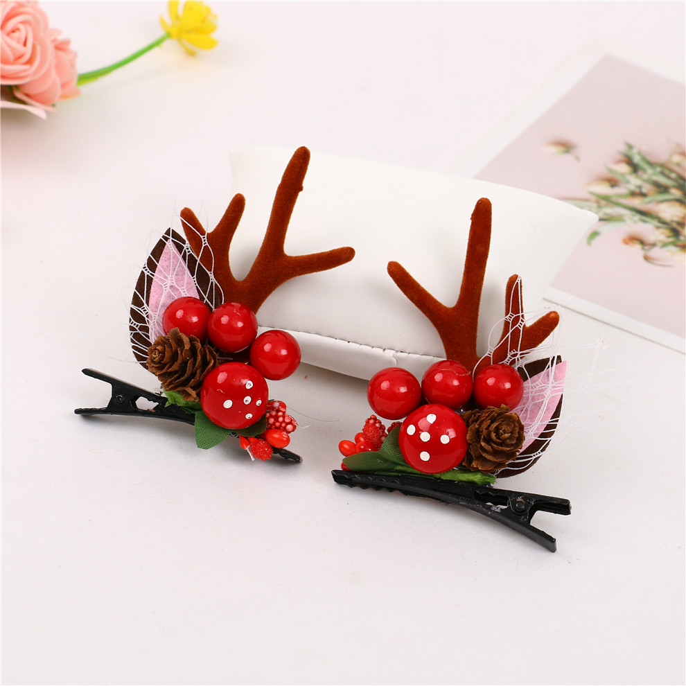 Christmas Antlers Dress up Hair Accessories Children Cute Cartoon Antler Shape Hairpin Christmas Decorations