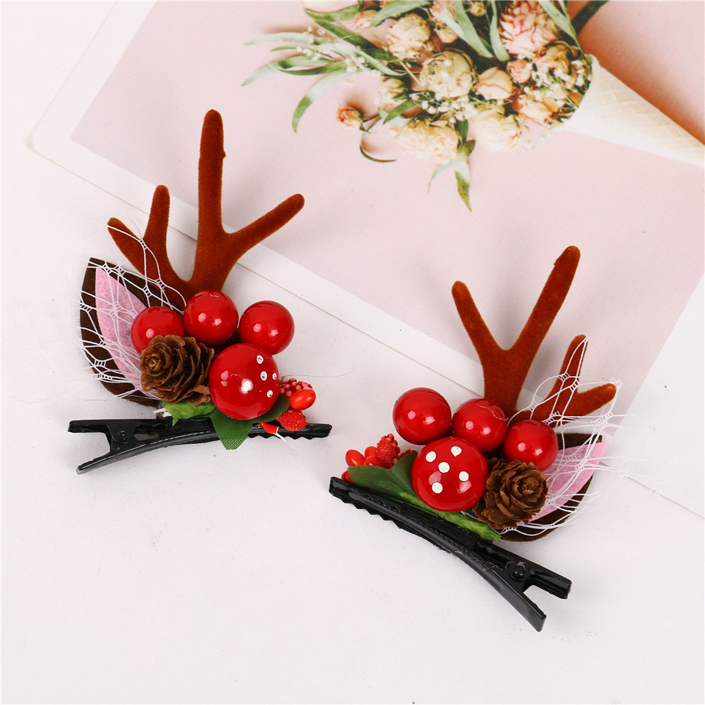 Christmas Antlers Dress up Hair Accessories Children Cute Cartoon Antler Shape Hairpin Christmas Decorations