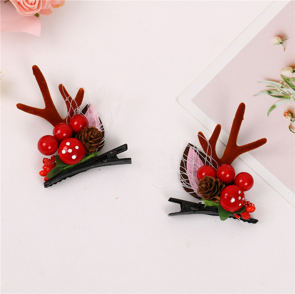 Christmas Antlers Dress up Hair Accessories Children Cute Cartoon Antler Shape Hairpin Christmas Decorations