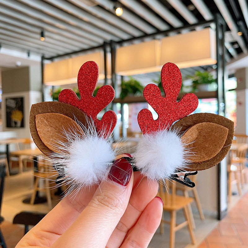 Antler Hairpin Furry Clip Adult Funny Net Red Hair Carson Female Hair Accessories Deer Ear Headdress Antler Hairpin