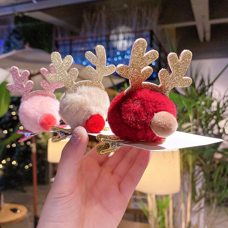  Headband Female Animal Plush Hairpin Antlers Headband Furry Headdress Cute Bow Hair Accessories Antler Hairpin
