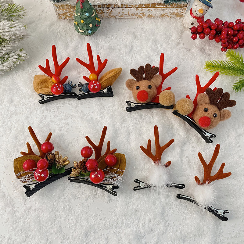 Headwear Clip Internet Celebrity  Hairpin Sweet Girl Versatile Super Cute Hairpin a Pair of Hairclips Antler Hairpin