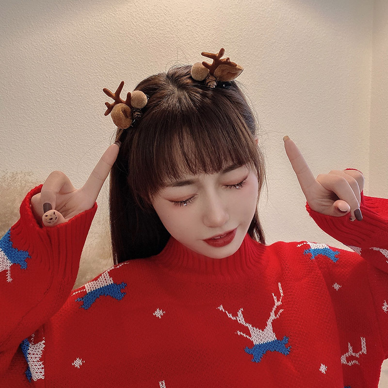 Headwear Clip Internet Celebrity  Hairpin Sweet Girl Versatile Super Cute Hairpin a Pair of Hairclips Antler Hairpin