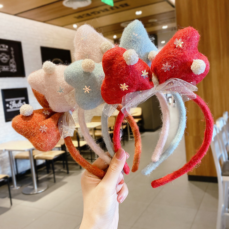 Cartoon Headband Female Animal Plush Hairpin Antlers Headband Furry Headdress Cute Bow Hair Accessories Antler Hairpin