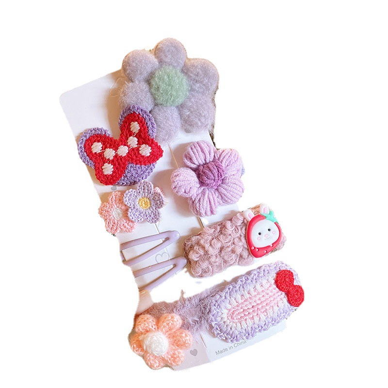 Autumn and Winter Plush Barrettes Baby Broken Hair BB Clip Cute Furry Girl Korean Princess Bangs Side Hairpin