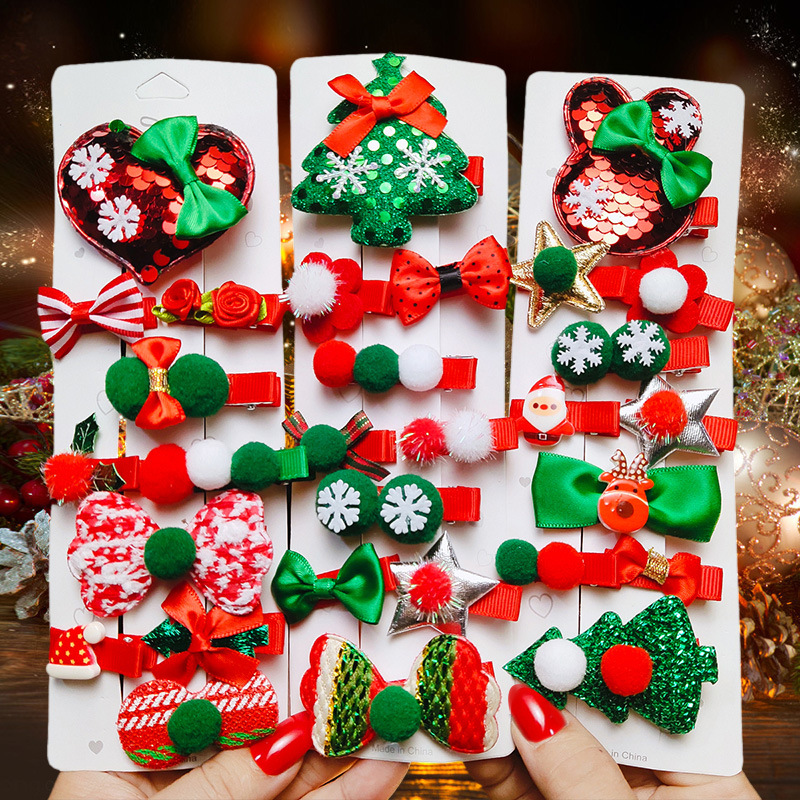 Children&#039;s Christmas Barrettes Set Cute Sequins Barrettes Little Clip Baby Hairpin