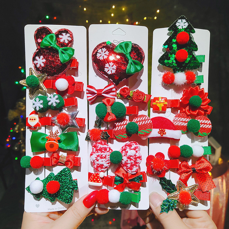 Children&#039;s Christmas Barrettes Set Cute Sequins Barrettes Little Clip Baby Hairpin