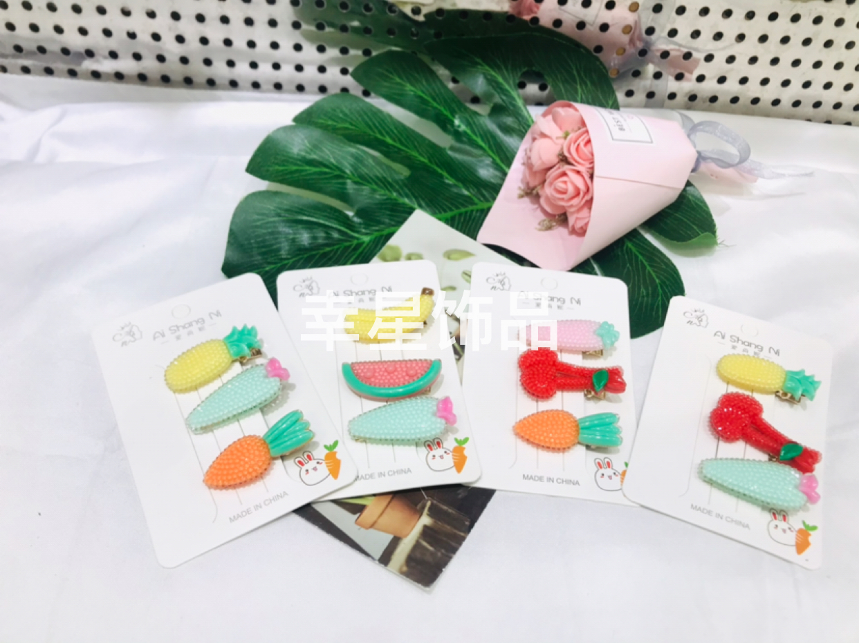 Strawberry Diamond Fruit Press Clip Hairpin Barrettes Hair Clip Barrettes Not Wrapped Bang Clip Headdress Cute Baby
