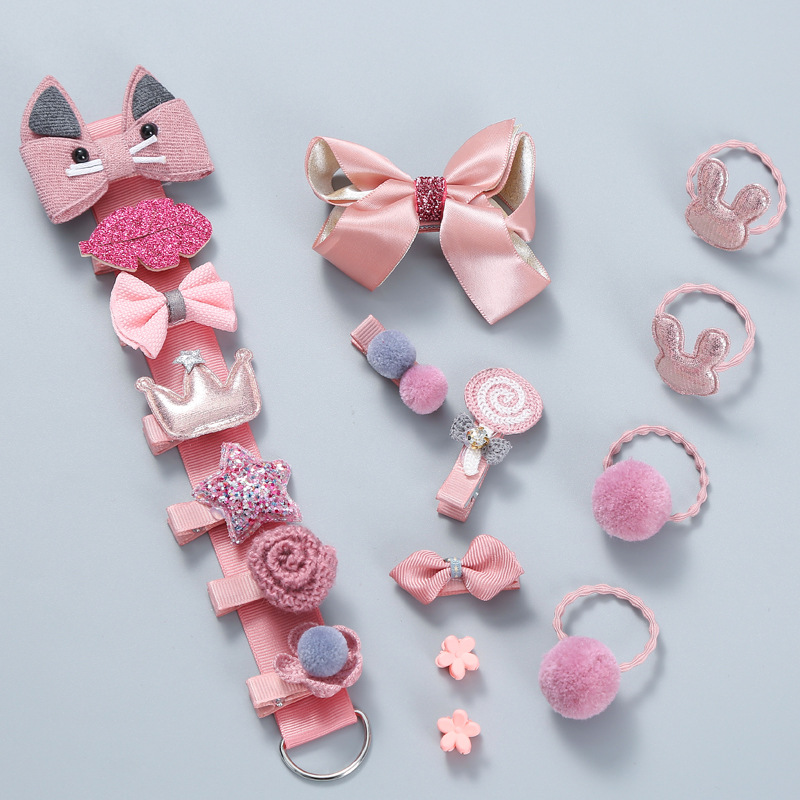 New Korean Princess Hairpin Baby Side Clip Headdress Female Hair Accessories Children&#039;s Hair Clip 18Piece Gift Box Set