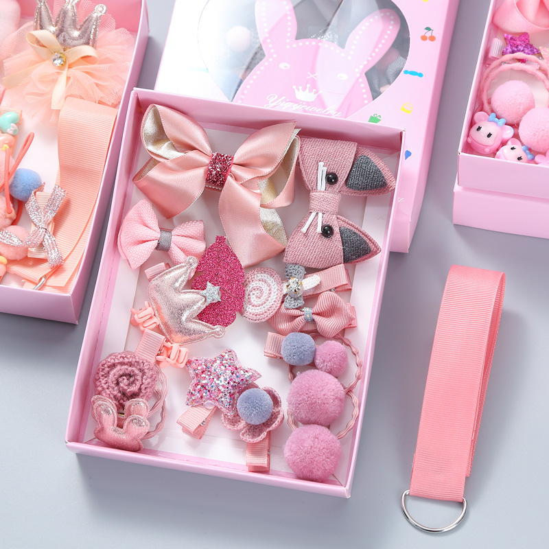 New Korean Princess Hairpin Baby Side Clip Headdress Female Hair Accessories Children&#039;s Hair Clip 18Piece Gift Box Set