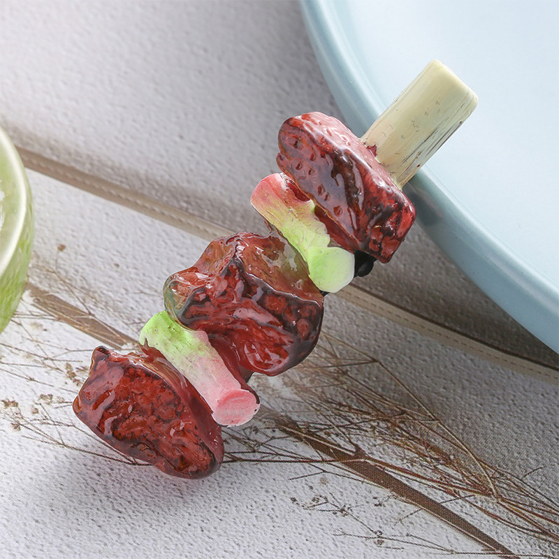  Simulation Food Funny Barbecue Hairpin Hairpin Stew Spareribs with Brown Sauce Side Fringe Clip Hairware Cartoon Hairpi