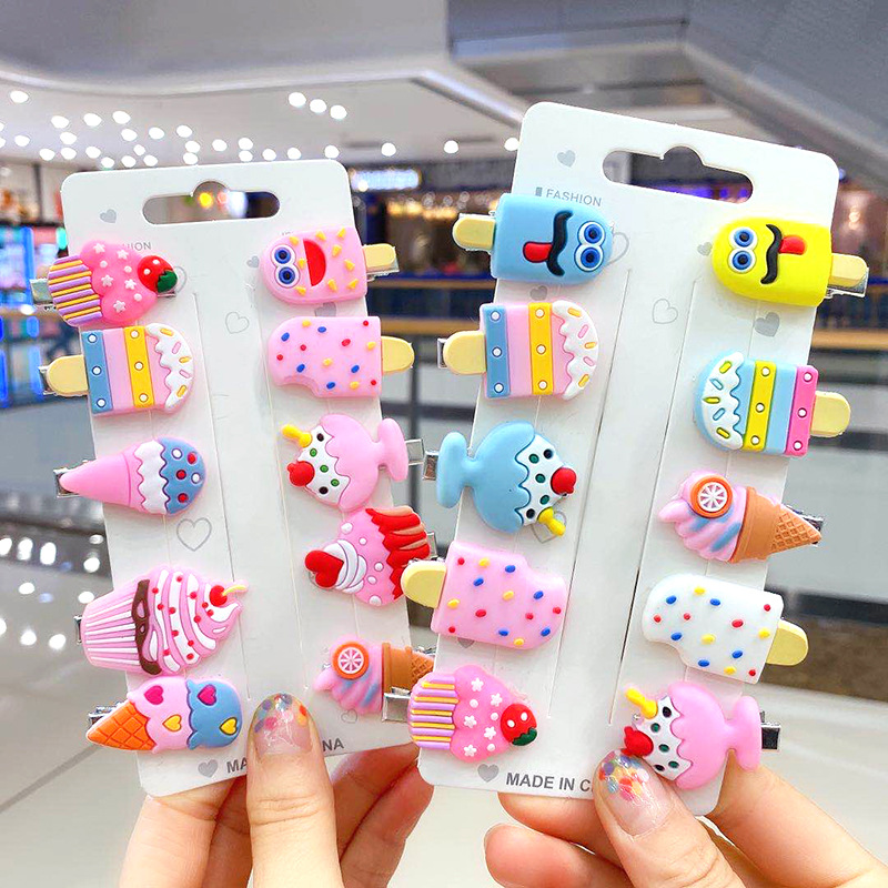 10 Cute Cartoon Children&#039;s Hair Clip Cream Ice Cream Adorable Girl&#039;s Baby Hairpin Hairpin Hair Accessories