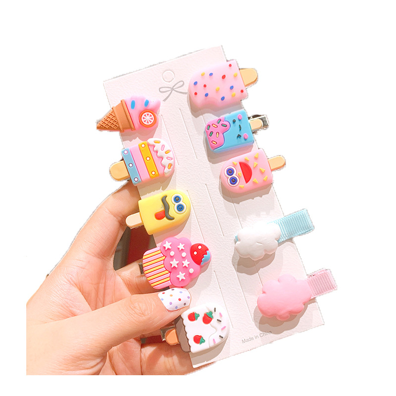 10 Cute Cartoon Children&#039;s Hair Clip Cream Ice Cream Adorable Girl&#039;s Baby Hairpin Hairpin Hair Accessories