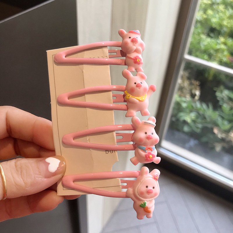 Korean Barrettes Adorable Cartoon Little Pig Female Online Influencer Bangs Clip Girl&#039;s Hair Hoop BB Hairpin