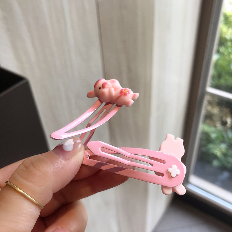 Korean Barrettes Adorable Cartoon Little Pig Female Online Influencer Bangs Clip Girl&#039;s Hair Hoop BB Hairpin