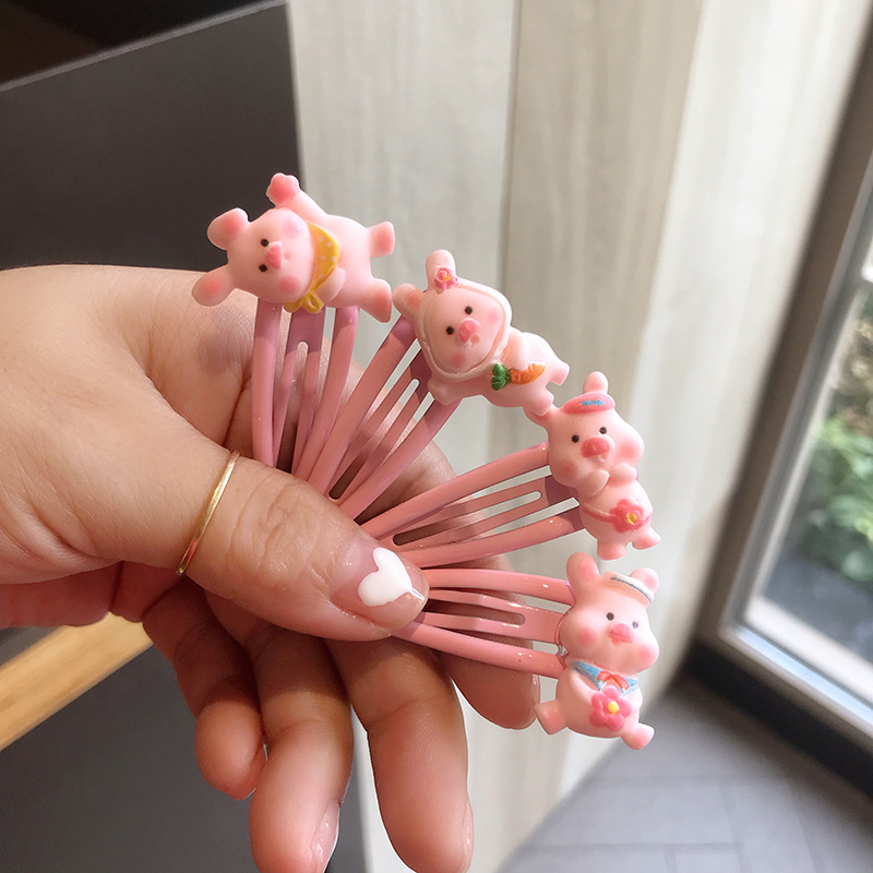 Korean Barrettes Adorable Cartoon Little Pig Female Online Influencer Bangs Clip Girl&#039;s Hair Hoop BB Hairpin