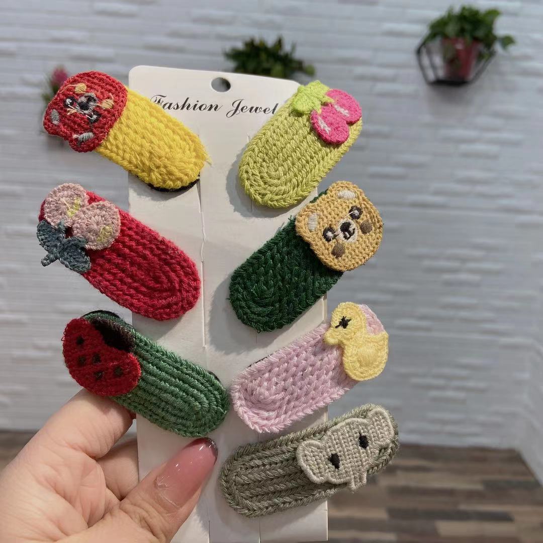 Baby Barrettes Infant Cartoon Wool Knitted Small Hairpin Fresh Not Hurt Hair Accessories Princess Child Hair Accessories