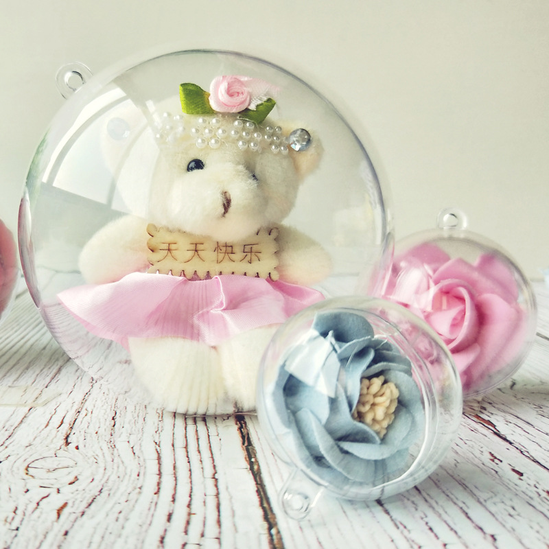 Manufacturers Direct 3-40cm Creative PS Plastic Ball Transparent Hollow Ball Eternal Flower Hanging Ball Christmas Ball