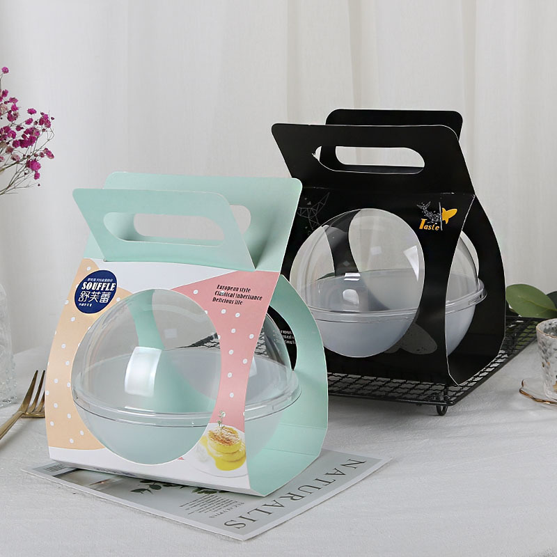 Pp High Temperature Resistant Poqi Rice Bowl Coconut Packaging Ball Bowl Mousse Transparent Hollow round Packing Box West Point to-Go Box