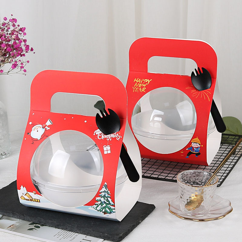 Pp High Temperature Resistant Poqi Rice Bowl Coconut Packaging Ball Bowl Mousse Transparent Hollow round Packing Box West Point to-Go Box