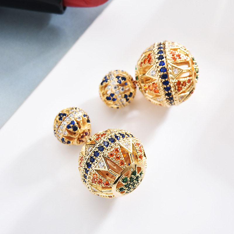European and American Fashion Trendy Sterling Silver Needle Stud Earrings Hollow Design Color Size Ball Earrings Elegant Fashion Earrings