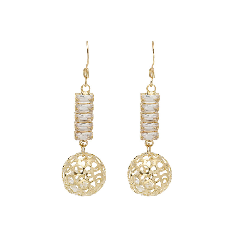 Silver Needle Korean Style New Hot Sale Fashionable Elegant And Expensive Micro-Inlaid Crystal Hollow Crytal Ball Earrings Ear Studs Accessories