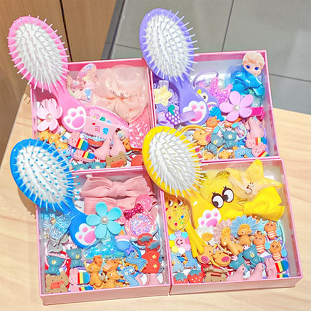 Barrettes Children&#039;s Hair Accessories Set Gift Box Little Girl Rubber Band Baby Hair Ties Female Crown Hairpin Girl Rubber Band