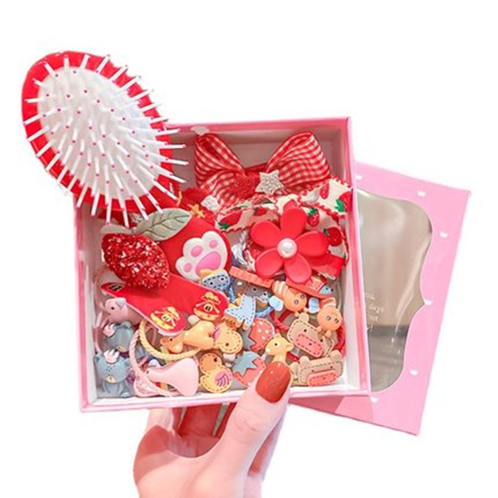 Barrettes Children&#039;s Hair Accessories Set Gift Box Little Girl Rubber Band Baby Hair Ties Female Crown Hairpin Girl Rubber Band
