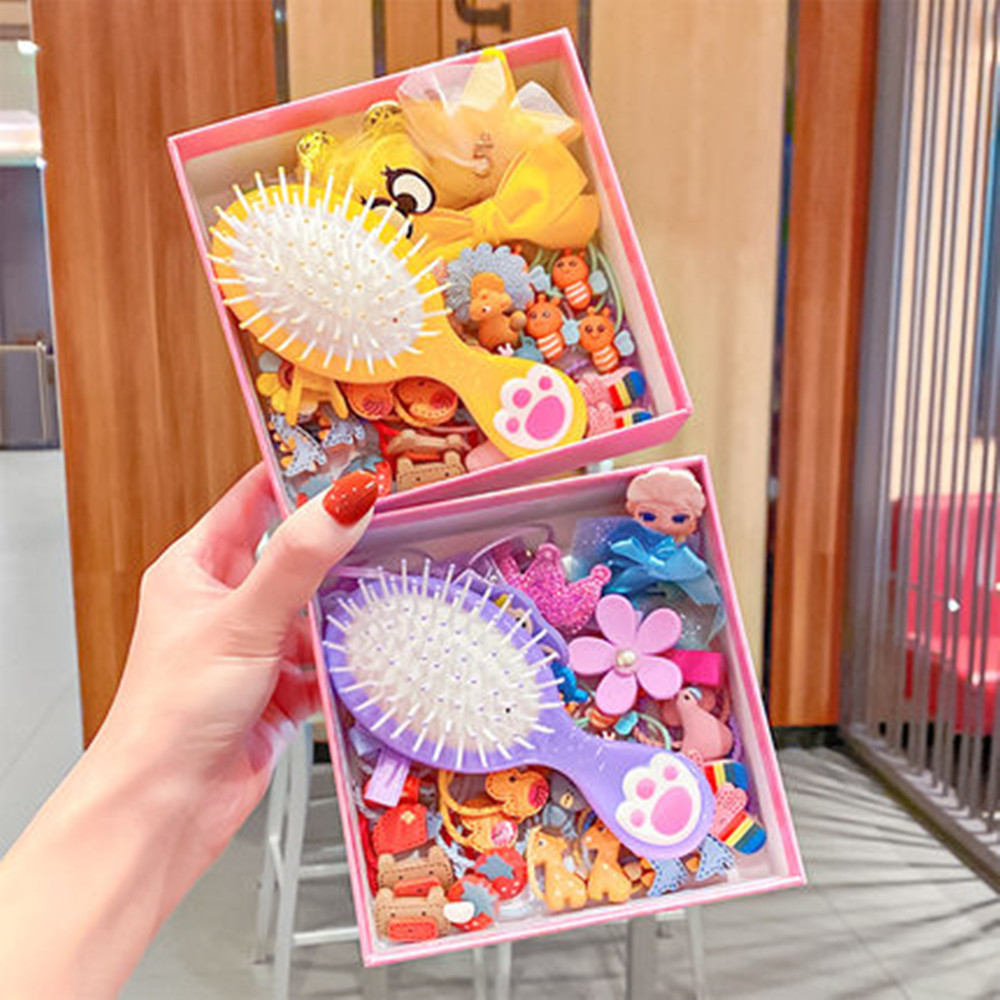 Barrettes Children&#039;s Hair Accessories Set Gift Box Little Girl Rubber Band Baby Hair Ties Female Crown Hairpin Girl Rubber Band