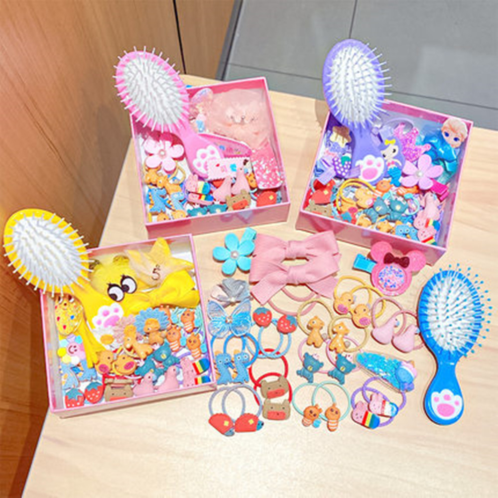 Barrettes Children&#039;s Hair Accessories Set Gift Box Little Girl Rubber Band Baby Hair Ties Female Crown Hairpin Girl Rubber Band
