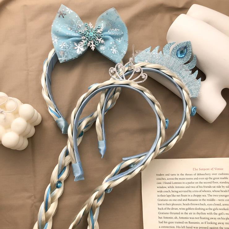 Frozen Wig Braid Princess Headband Children&#039;s Crown Aisha Queen Headdress Girl&#039;s Headband Hairpin Hair Accessories