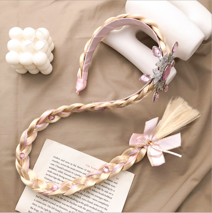 Frozen Wig Braid Princess Headband Children&#039;s Crown Aisha Queen Headdress Girl&#039;s Headband Hairpin Hair Accessories