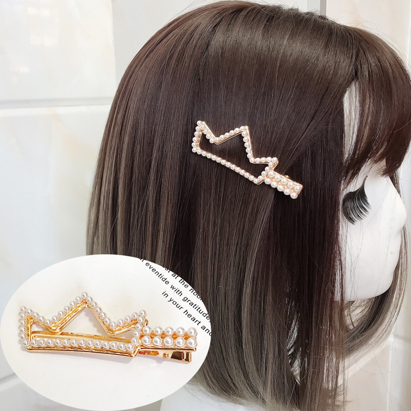 South Korean new web celebrity rabbit crown hair jewelry pearl water drill hairpin alloy duck mouth clip bangs clip accessories wholesale