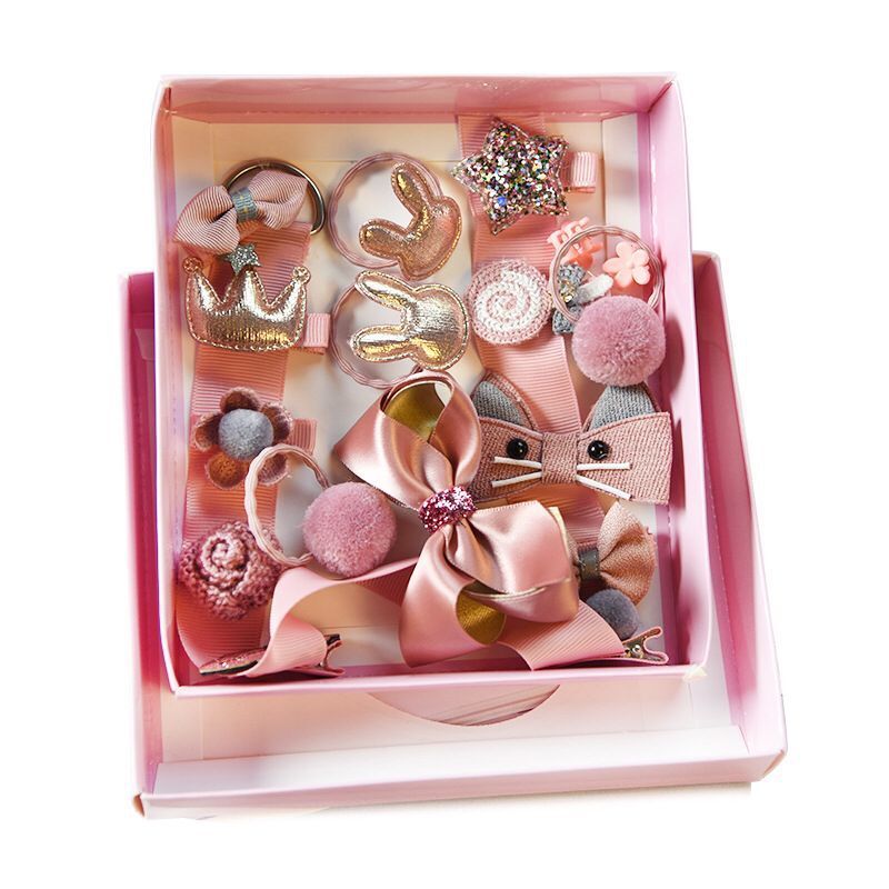 Korean Girls Headdress Gift Set Clip Barrettes Children&#039;s Hair Accessories Crown Hairpin for Girls Head Rope Rubber Band