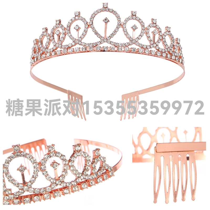 Birthday Crown Shoulder Strap Etiquette Belt Girls Glitter Little Girl Princess Crown Children&#039;s Party Hairpin Headband Headdress