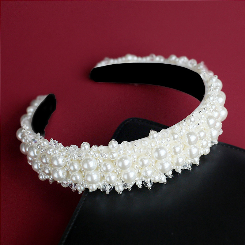 America CrossBorder Bride Pearl Headband Crown Baroque Hair Accessories Korean Princess Hairpin Crystal Headband Female