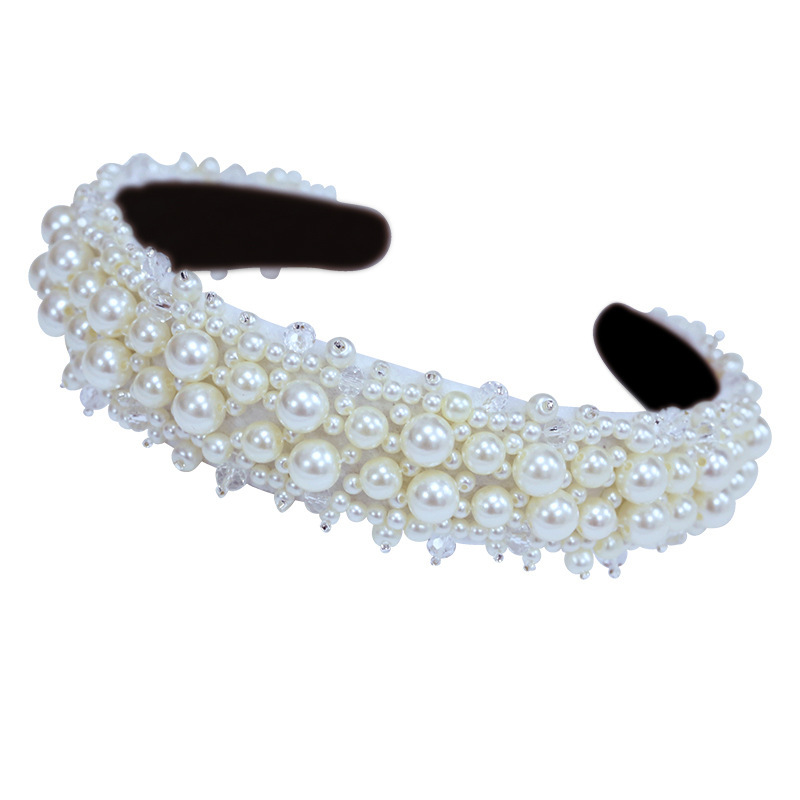 America CrossBorder Bride Pearl Headband Crown Baroque Hair Accessories Korean Princess Hairpin Crystal Headband Female
