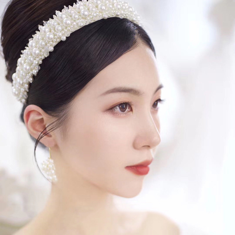 America CrossBorder Bride Pearl Headband Crown Baroque Hair Accessories Korean Princess Hairpin Crystal Headband Female