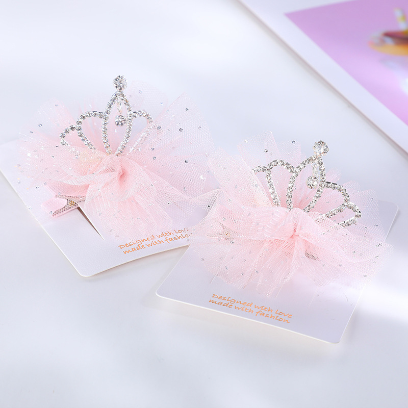 Barrettes Snowyprincess Girls Hair Accessories Cute Mesh Little Girl&#039;s Hair Pin Headdress Wholesale Crown Hairpin